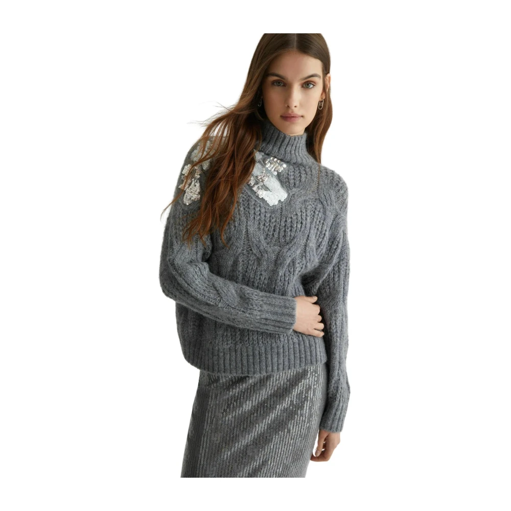 Liu Jo Turtleneck Sweater Gray Dames