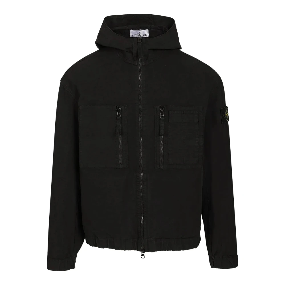 Stone Island Uomo Nero - Hooded Utility Jacket, Size: S - Immagine 2