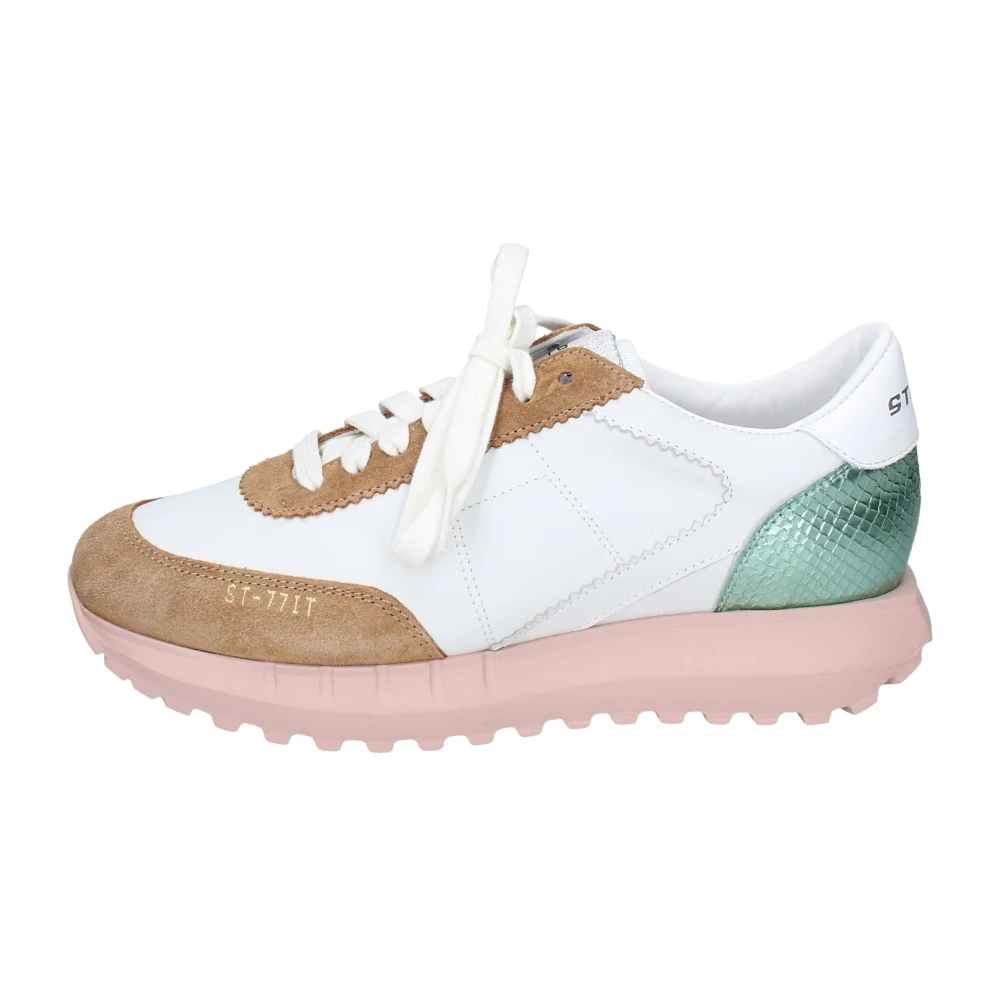 Stokton White Sneakers, Female, 4 Uk, Leather Trainers