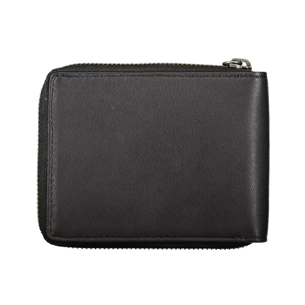 Blauer Elegante leren portemonnee met kaartsleuven Black Heren