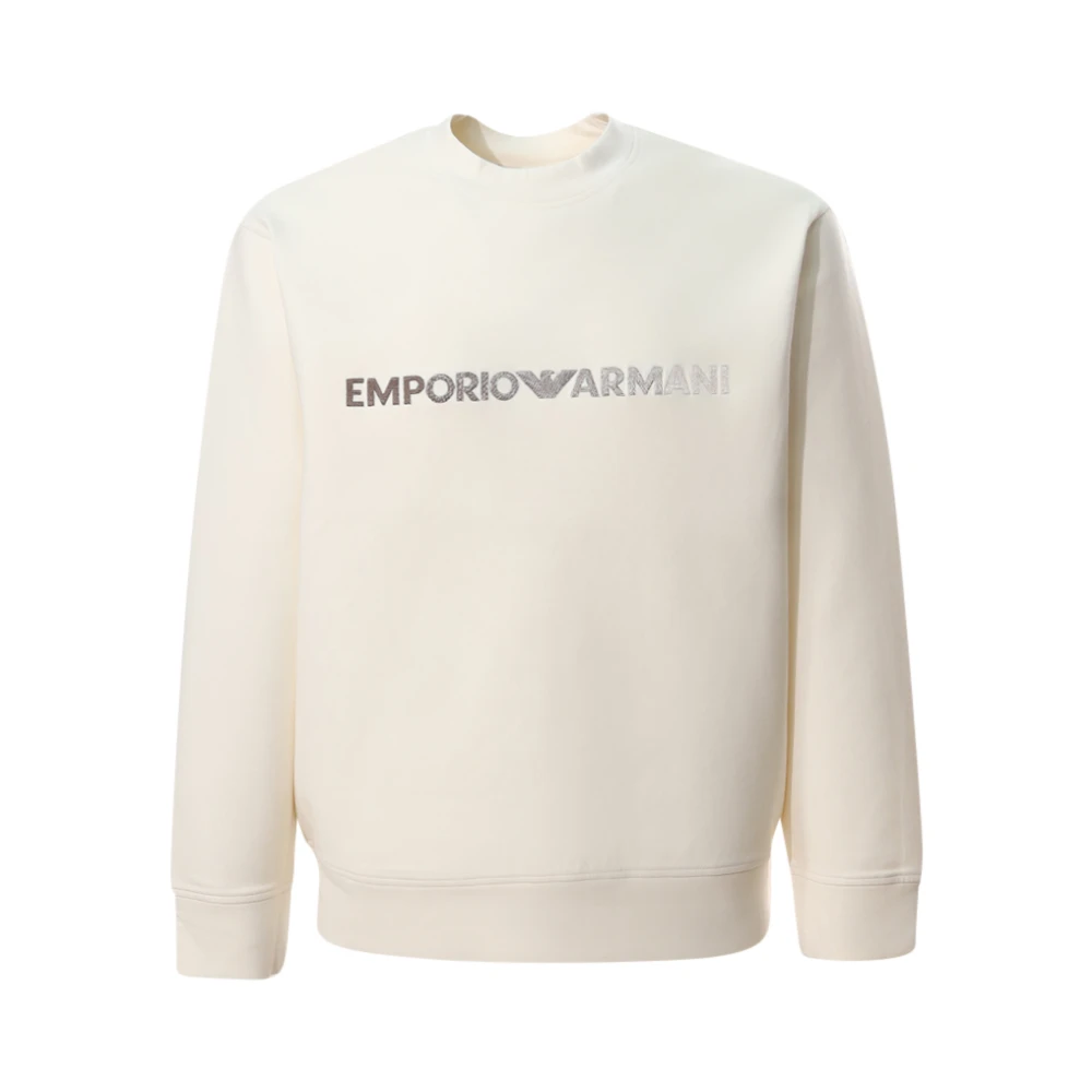 Emporio Armani Witte Sweater met Geborduurd Logo White Heren