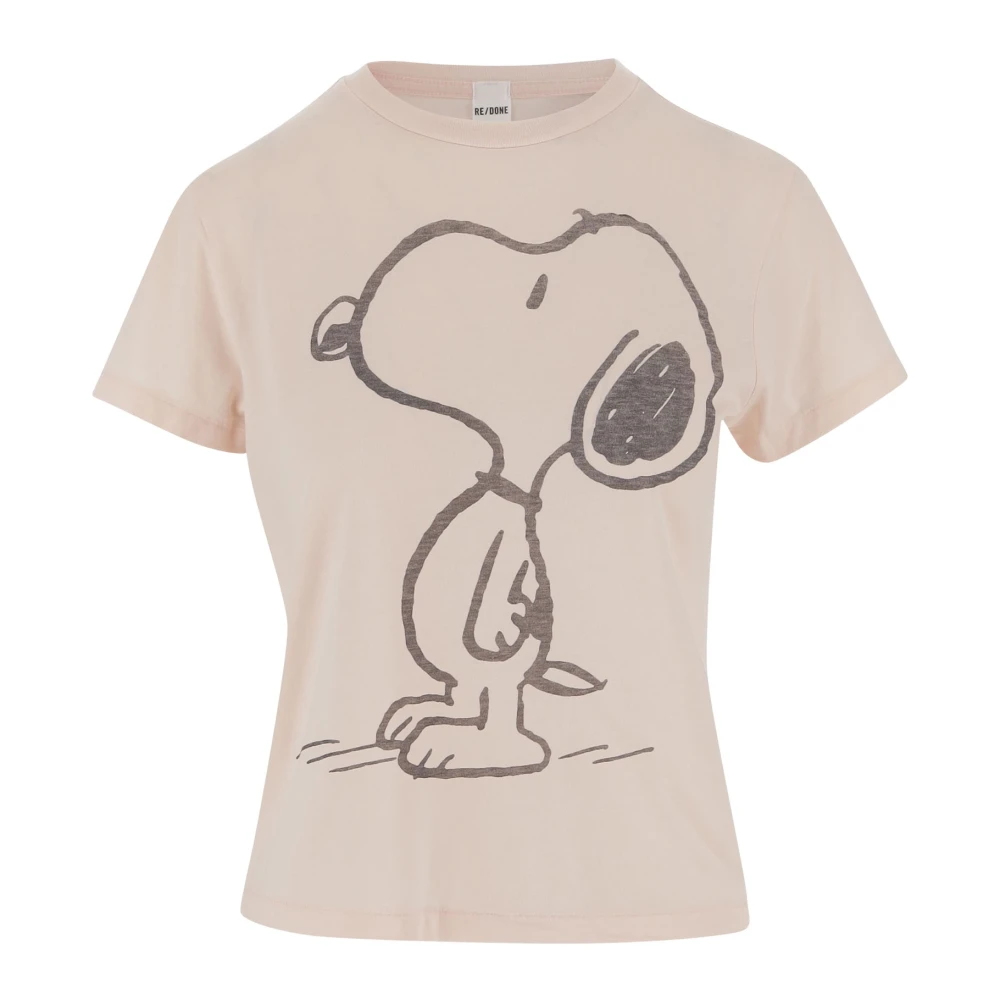 Re Done Snoopy Print Katoenmix T-shirt Beige Dames