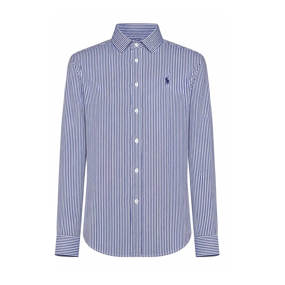 Polo Ralph Lauren Women's Blue Shirts, 2XS, Button Striped Shirt