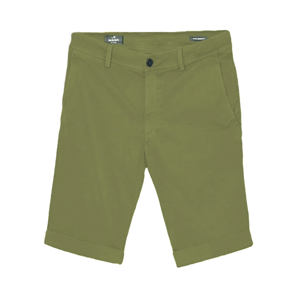 Mason's Slimfit Chino Shorts van stretch gabardine Green Heren