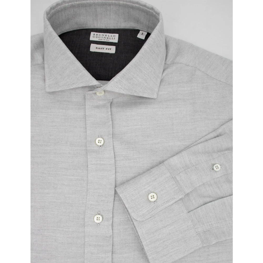 BRUNELLO CUCINELLI Klassieke Fijne Garen Shirt Gray Heren