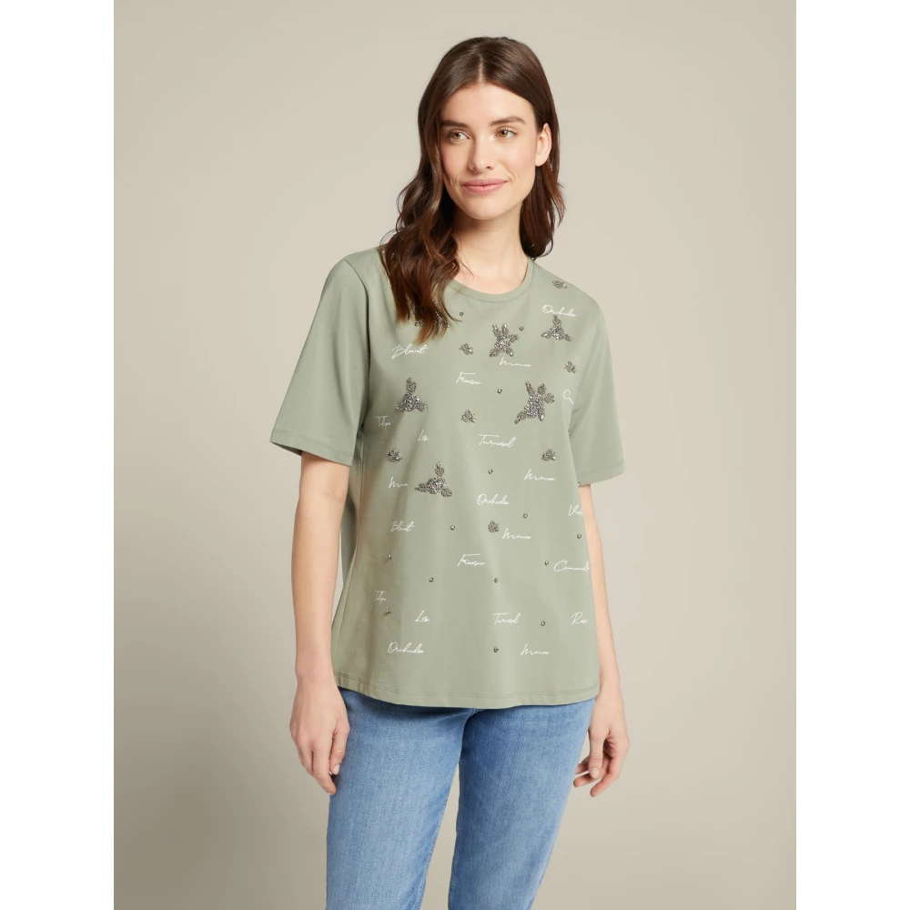Elena Mirò Bedrukt geborduurd T-shirt Green Dames