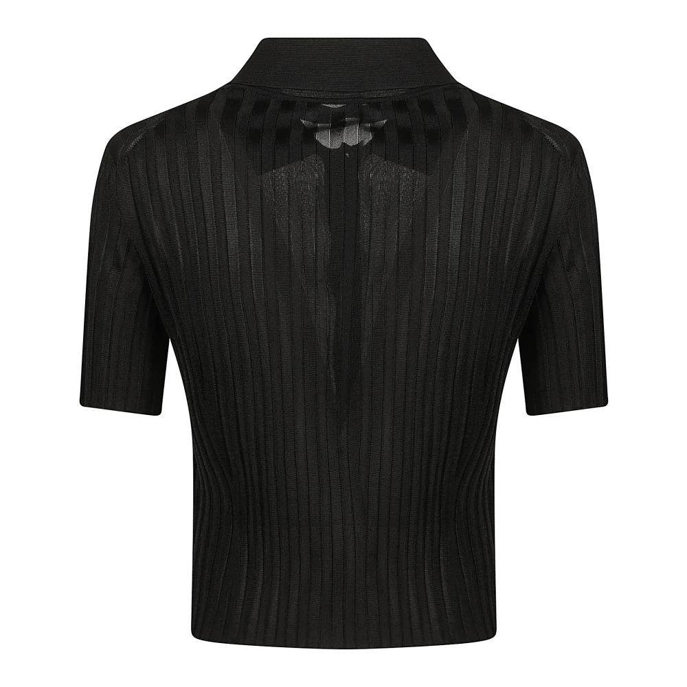 Versace Zwarte Gebreide Trui Fijne Ribbels Black Dames