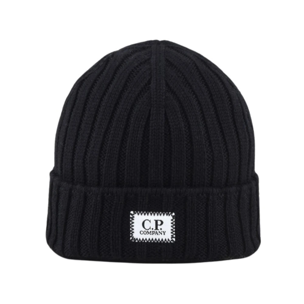 C.P. Company Merino Wol Gebreide Muts Black Heren