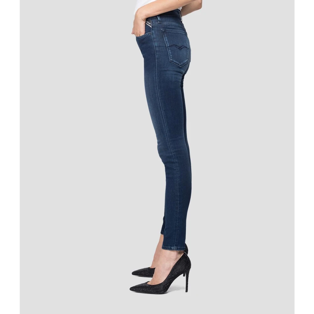 Replay Donker Indigo Skinny Jeans met Pijlen op de Benen Blue Dames