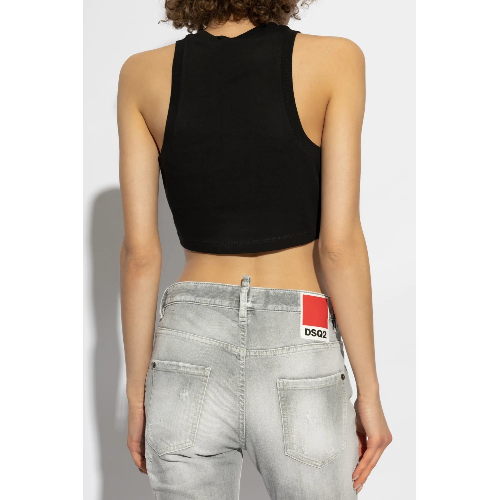 Dsquared2 Mouwloze cropped top Black Dames