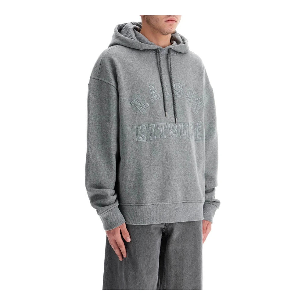 Maison Kitsuné Geborduurde varsity-stijl hoodie Gray Heren