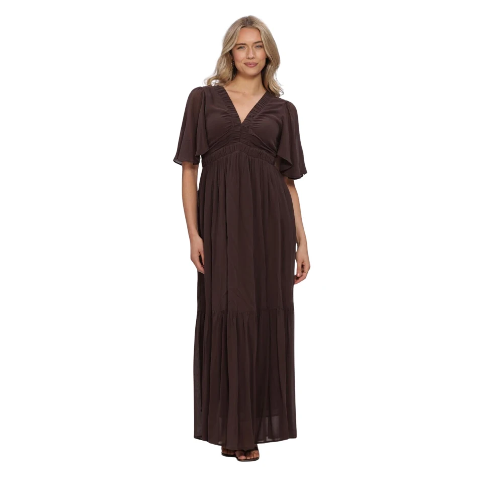 Lina Locchi, Kleedjes , Dames, Bruin, S, Ll-Allesia Maxi Jurk