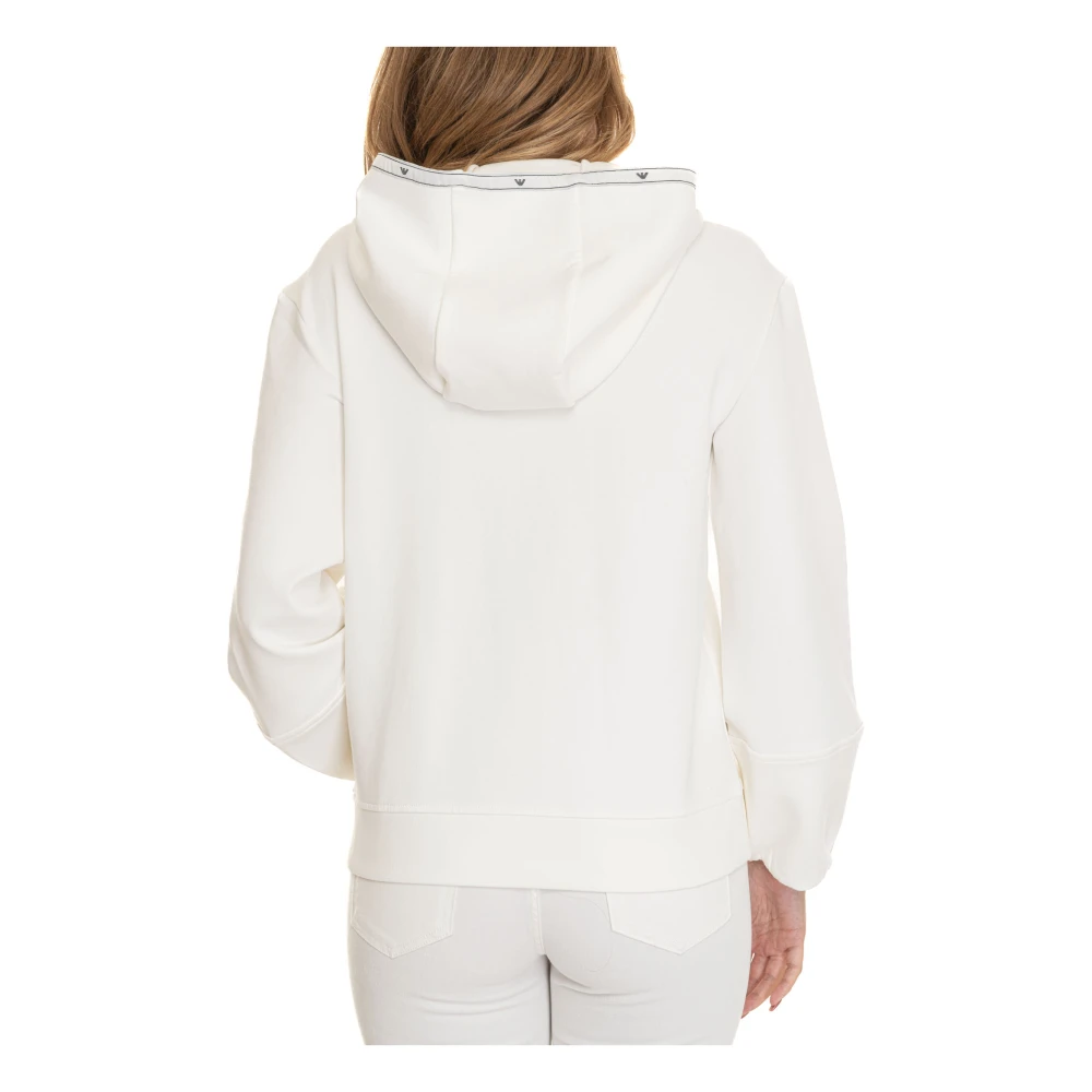 Emporio Armani Hoodie met logo en kangoeroezakken White Dames