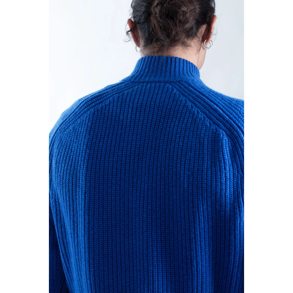 Lacoste Ribgebreide Half Zip Sweater Blue Heren