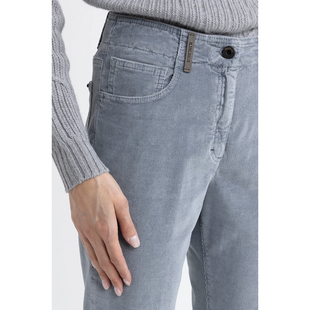 PESERICO Needlecord denim sigarettenbroek Blue Dames