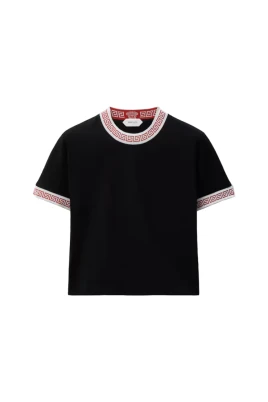 Jacquard Stretch Bomulls-T-shirt