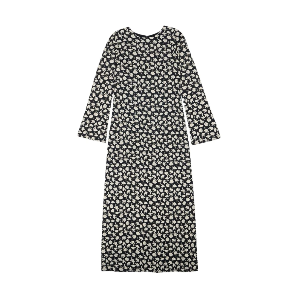 The New Society Noir Bloom Lange Mouw Jurk Black Dames