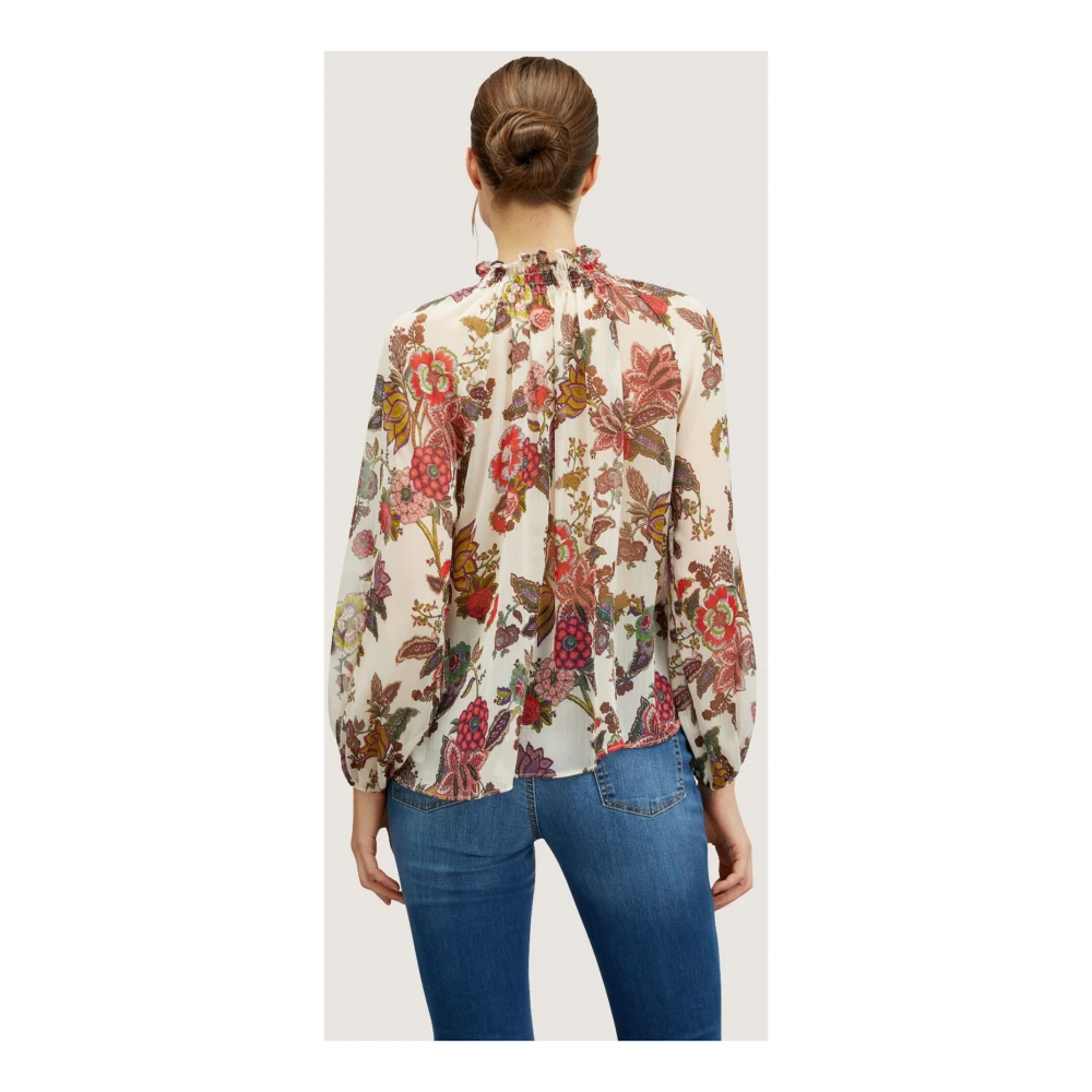 Motivi Indiase Stijl Bloemen Crepe Blouse Multicolor Dames