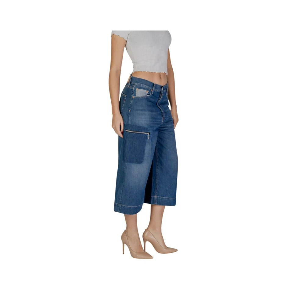 Replay Cropped Jeans van Katoenmix Blue Dames