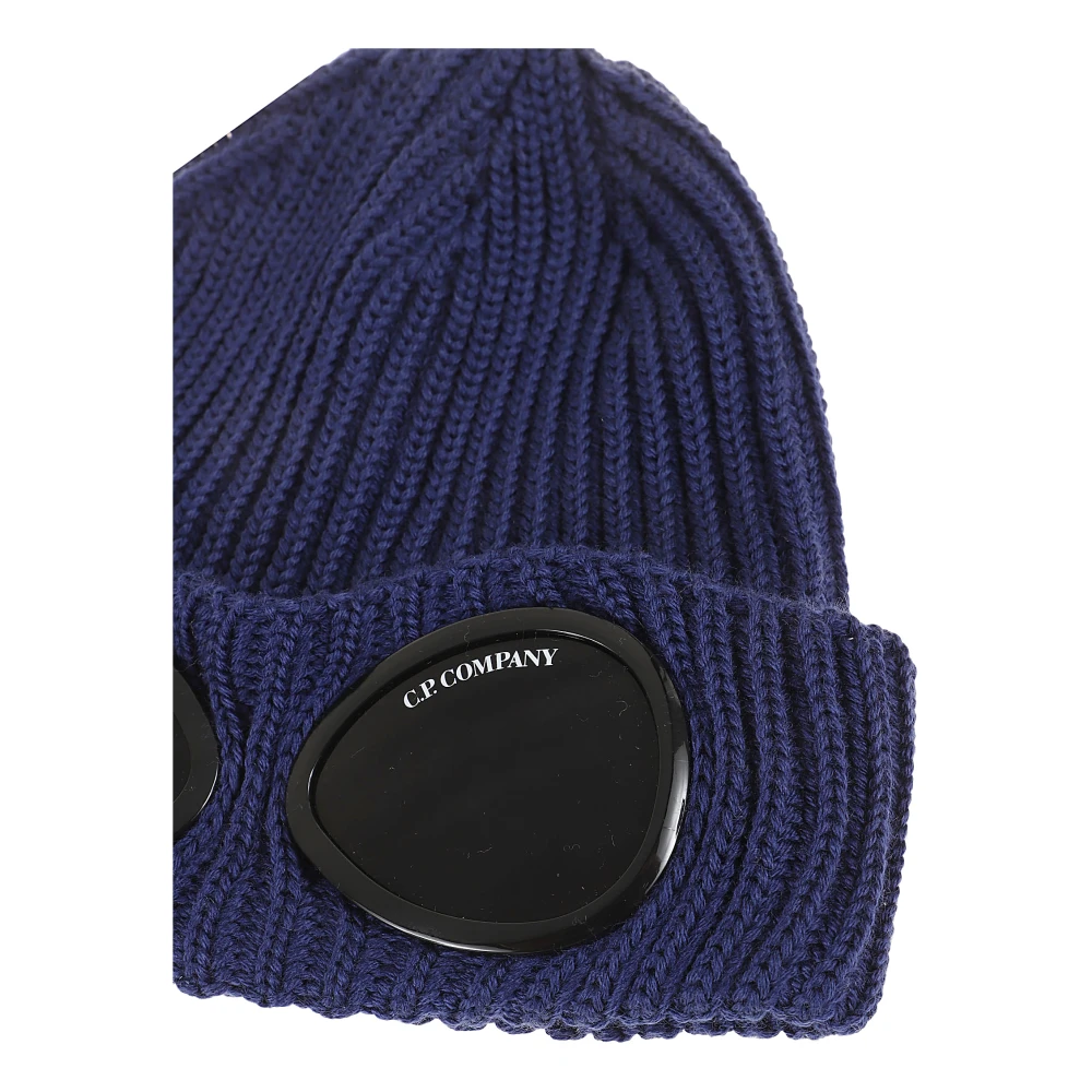 C.P. Company Blauwe Wollen Muts met Goggle Detail Blue Heren