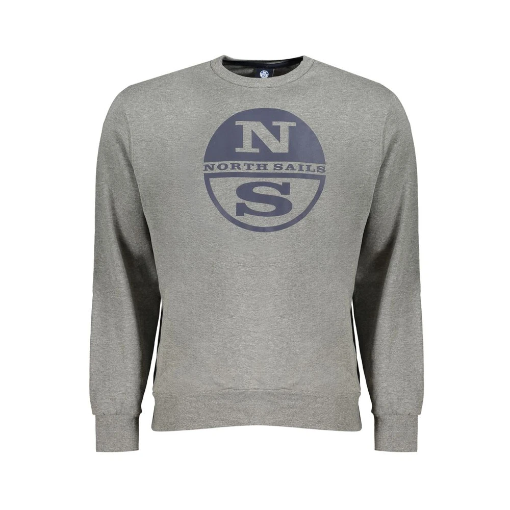 North Sails Men's Gray Sweatshirts, 2XL, Grey Cotton Jumper With Print Logo