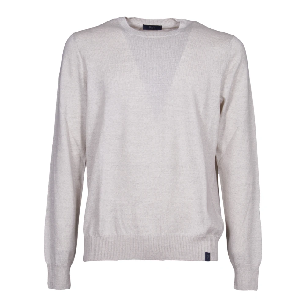 Fay Off White Stickad Tröja Sweater Aw24 White, Herr