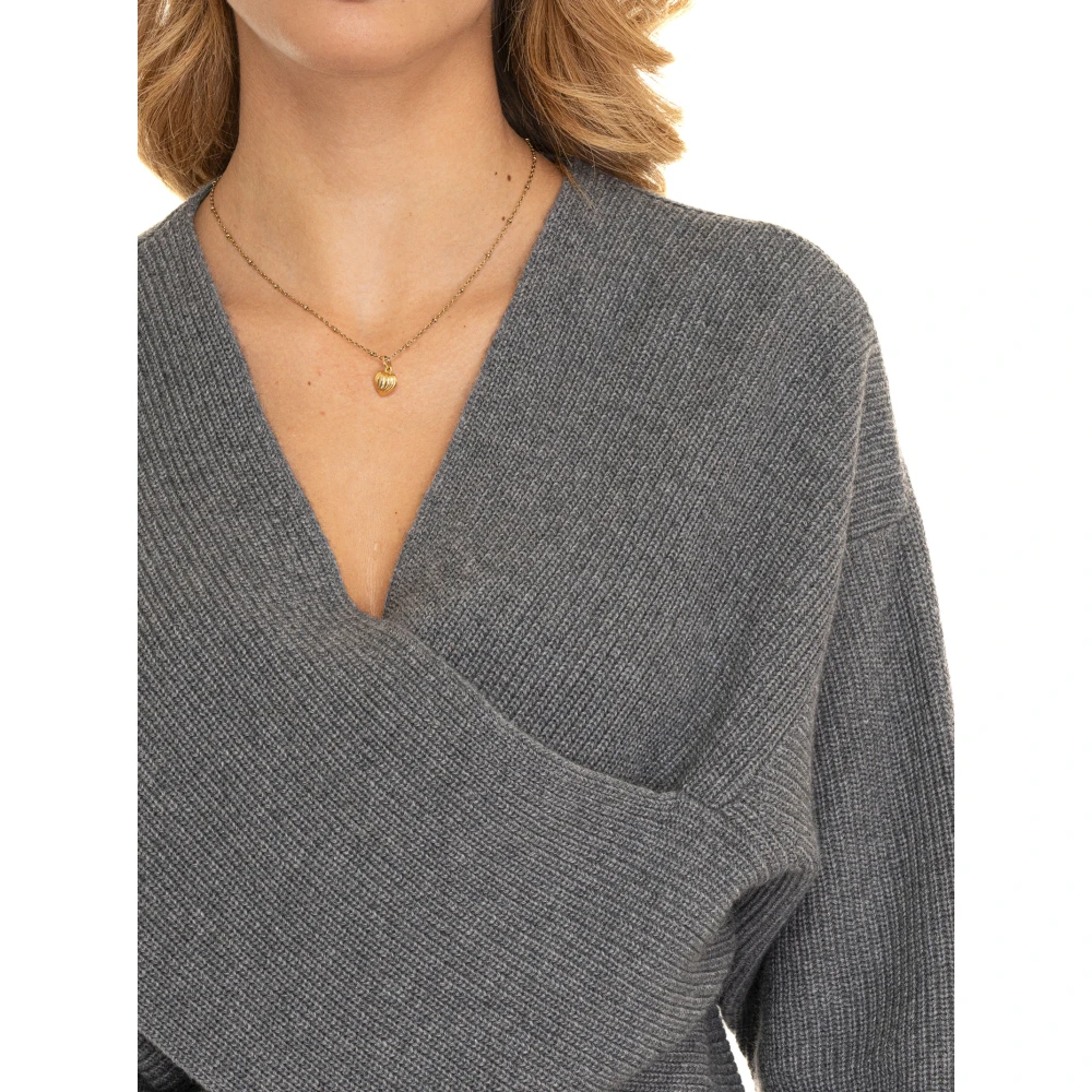 Pennyblack Gekruiste Voorkant Wollen Trui Gray Dames