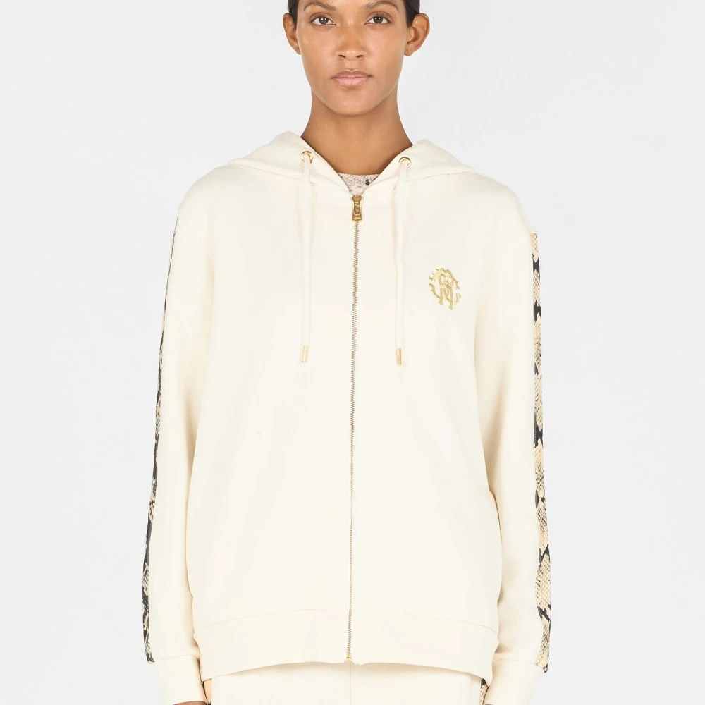 Roberto Cavalli Python Zip-Up Hoodie met Koord Beige Dames