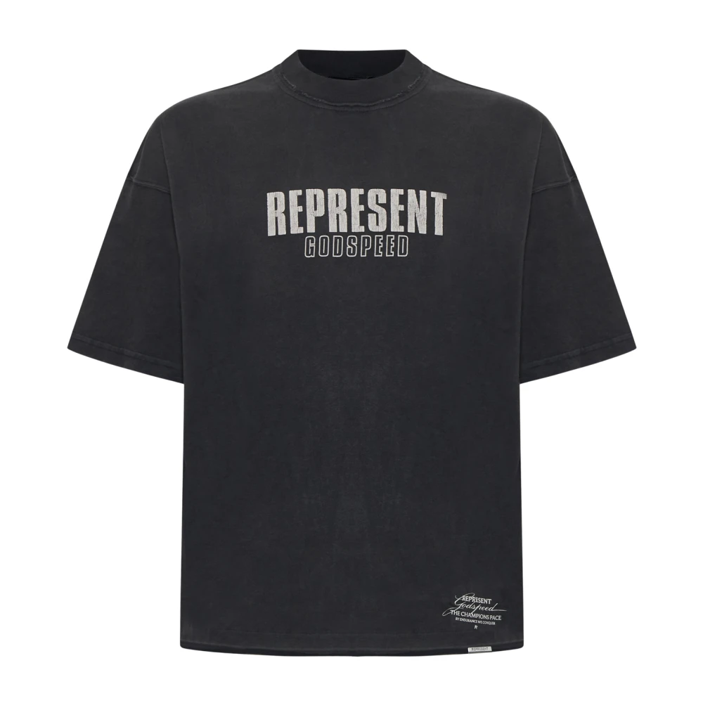 Represent Zwarte Katoenen T-shirt 'Godspeed' Heren Black Heren