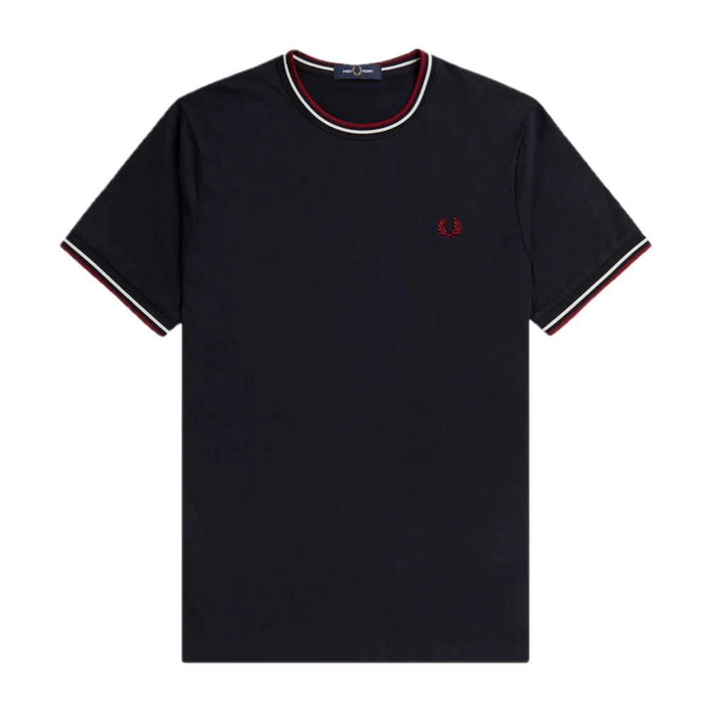Fred Perry Twin Tipped T-Shirt Navy Snow White Burnt Red Blue Heren