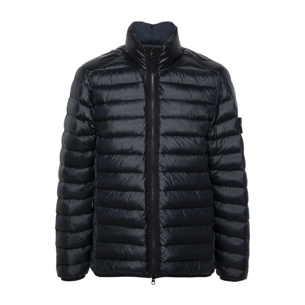 Stone Island Blauwe Nylon Pufferjas Blue Heren