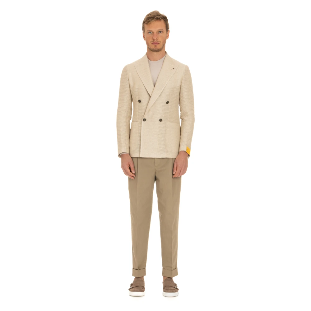 Tagliatore Beige Dubbelborst Jas Superlichte Stof Beige Heren
