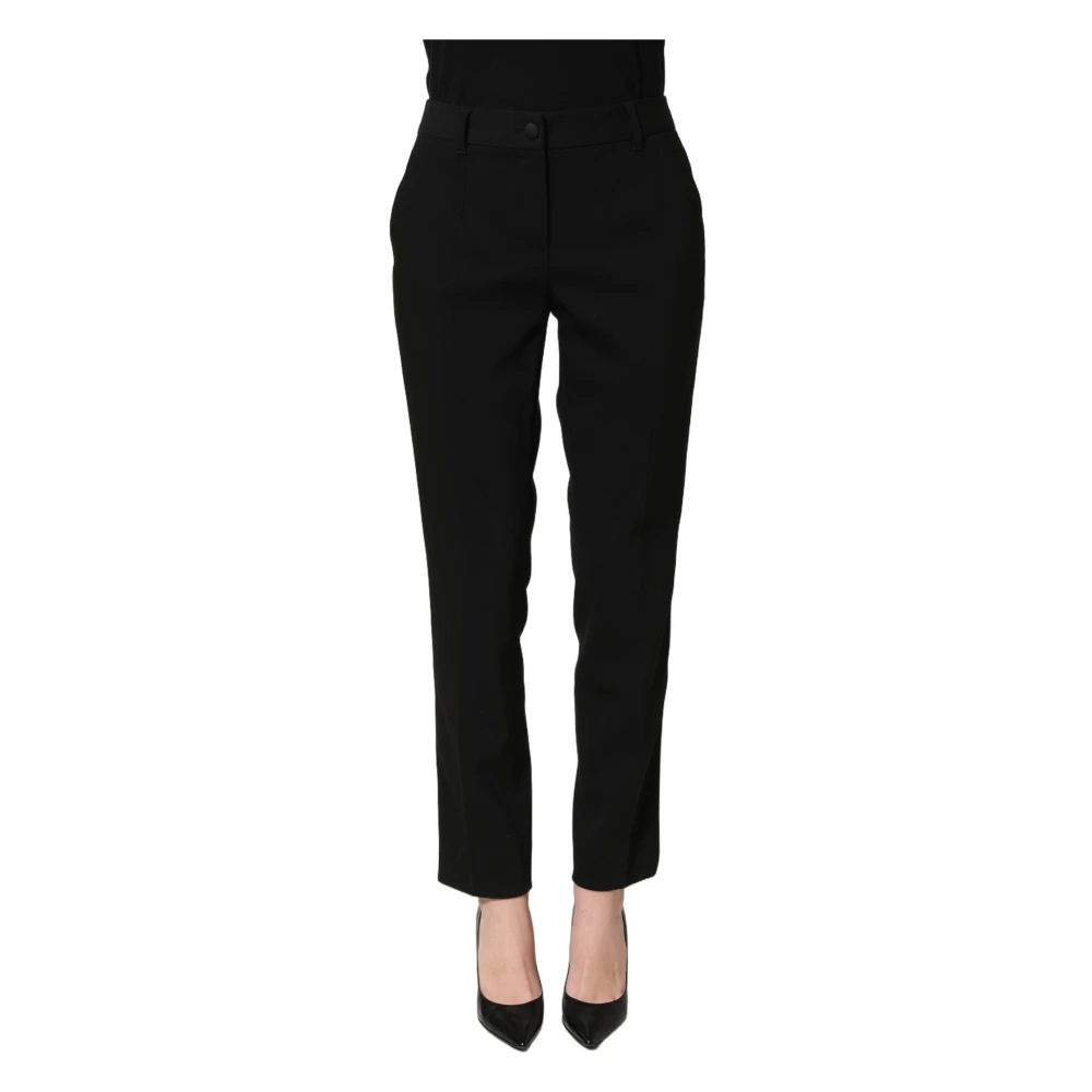 Dolce & Gabbana Black High Waist Straight Dress Trouser Trousers - Female - Straight Trousers - Xs - Trousers