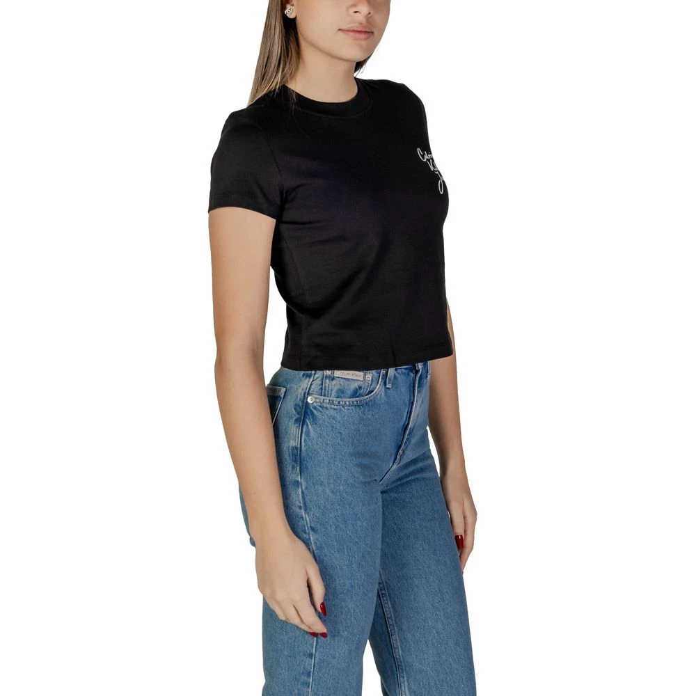Calvin Klein Jeans Zwarte Katoenen Dames T-shirt Lente Zomer Black Dames