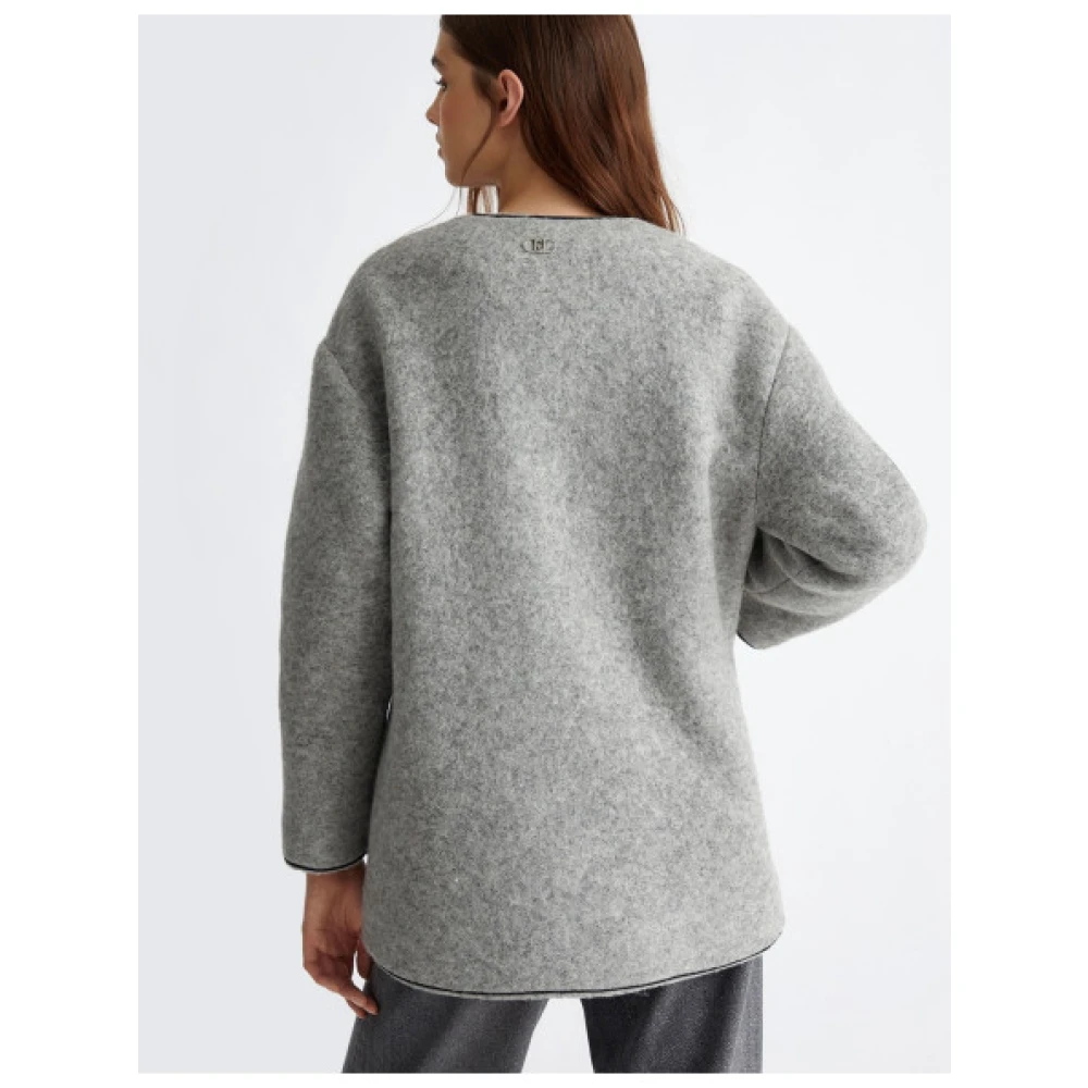 Liu Jo Wollen Blend Casual Blazer Gray Dames