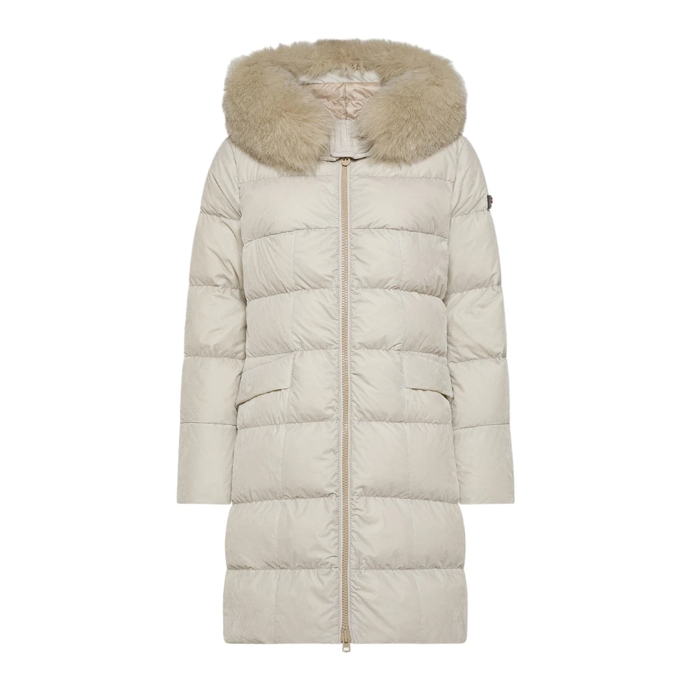 Peuterey Gewatteerde Nylon Parka met Bont Beige Dames