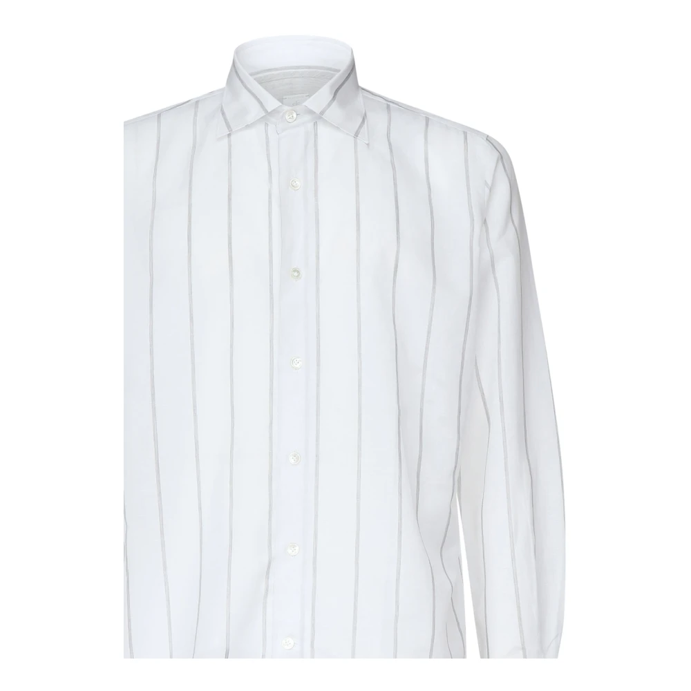 Eleventy Gestreept Patroon Wit Overhemd White Heren