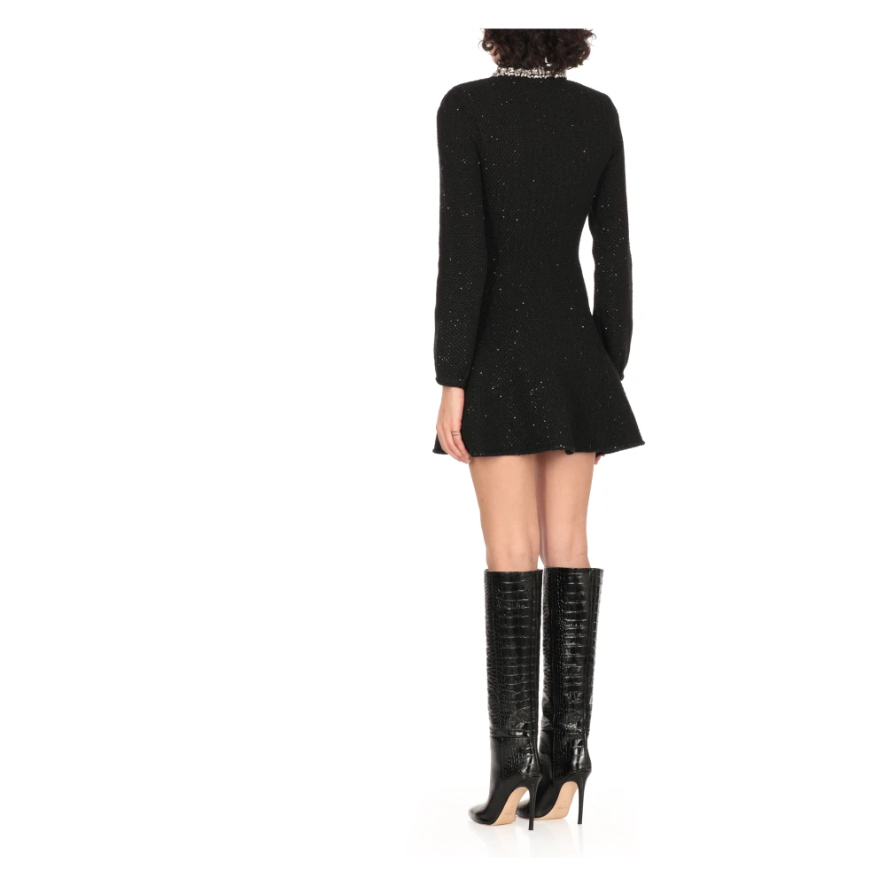 Self Portrait Zwarte paillettenjurk met kristaldetails Black Dames