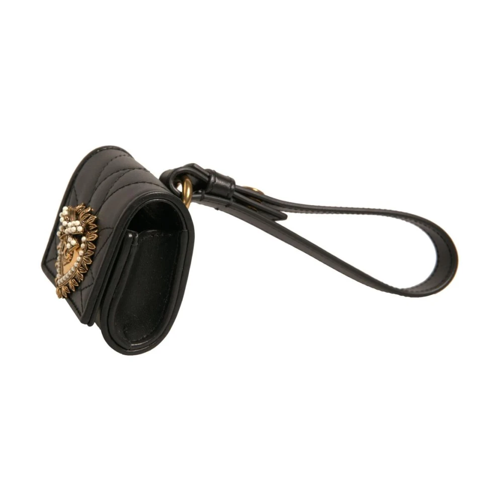 Dolce & Gabbana Zwart leren hartband Airpod-hoesje Black Dames