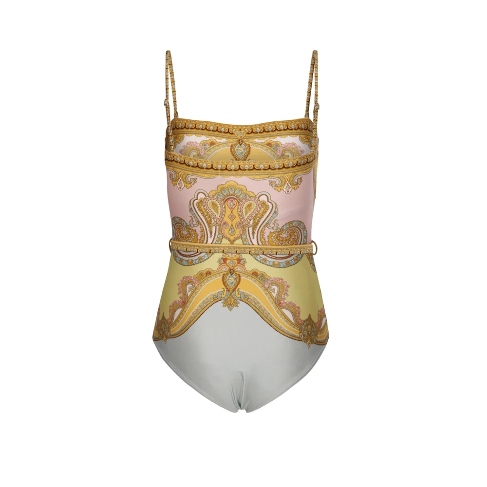 Zimmermann Paisley Chain Trim Bandeau Badpak Yellow Dames