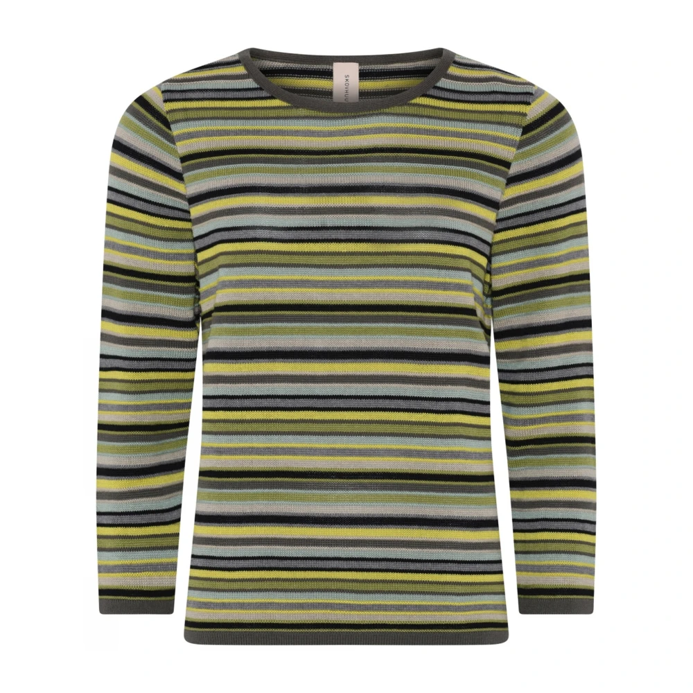 Skovhuus Gestreepte 3 4 Mouw Pullover Blouse Oasis Green Dames