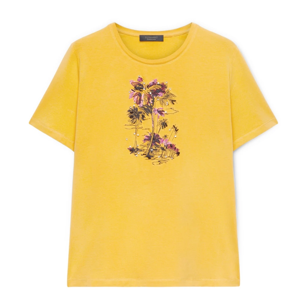 Elena Mirò Geborduurd T-shirt met kralen Yellow Dames