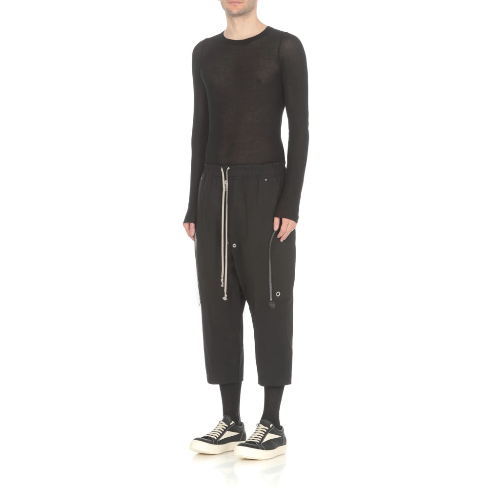 Rick Owens Zwarte katoenen broek met elastische taille Black Heren