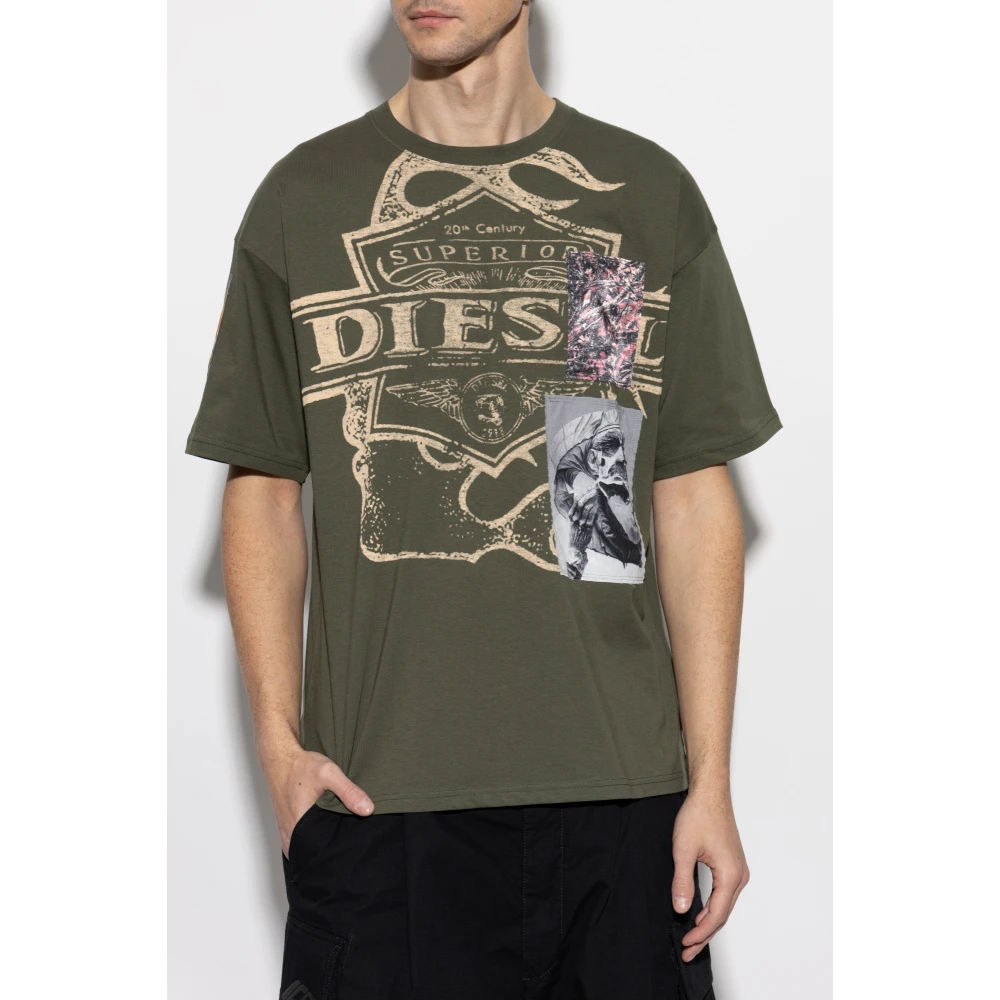 Diesel T-shirt T-Boxt-Slits-R8 Green Heren