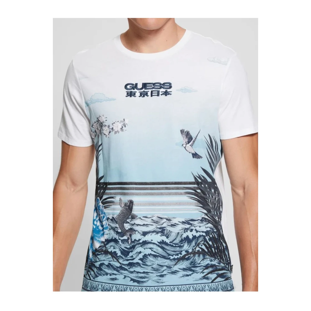Guess Animal Print T-shirt met Korte Mouwen White Heren
