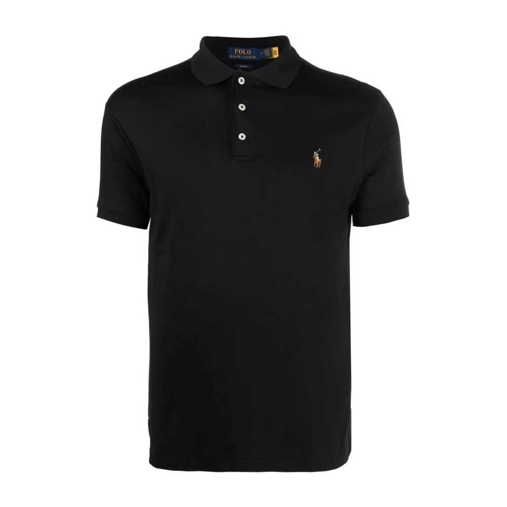Polo Ralph Lauren Zwarte Gebreide Polo Shirt Black Heren