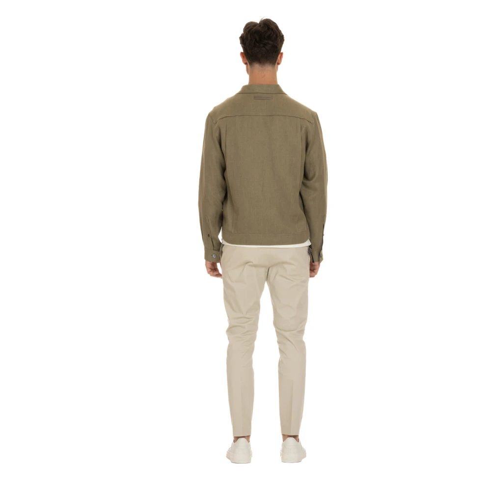 Ermenegildo Zegna Groene Linnen Overshirt Jas Green Heren