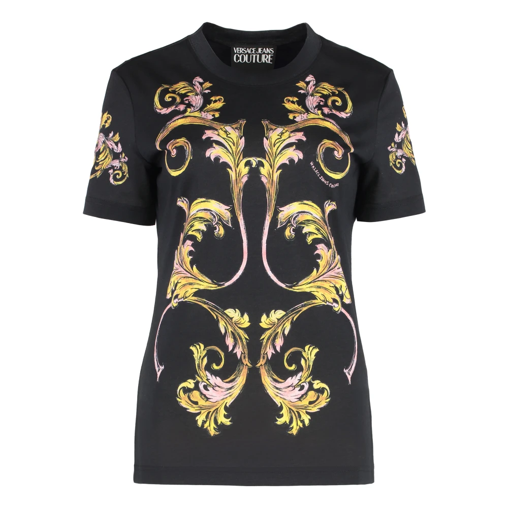 Versace Jeans Couture Women's Black Crew-Neck T-Shirt - T-Shirts - Xs - Tops
