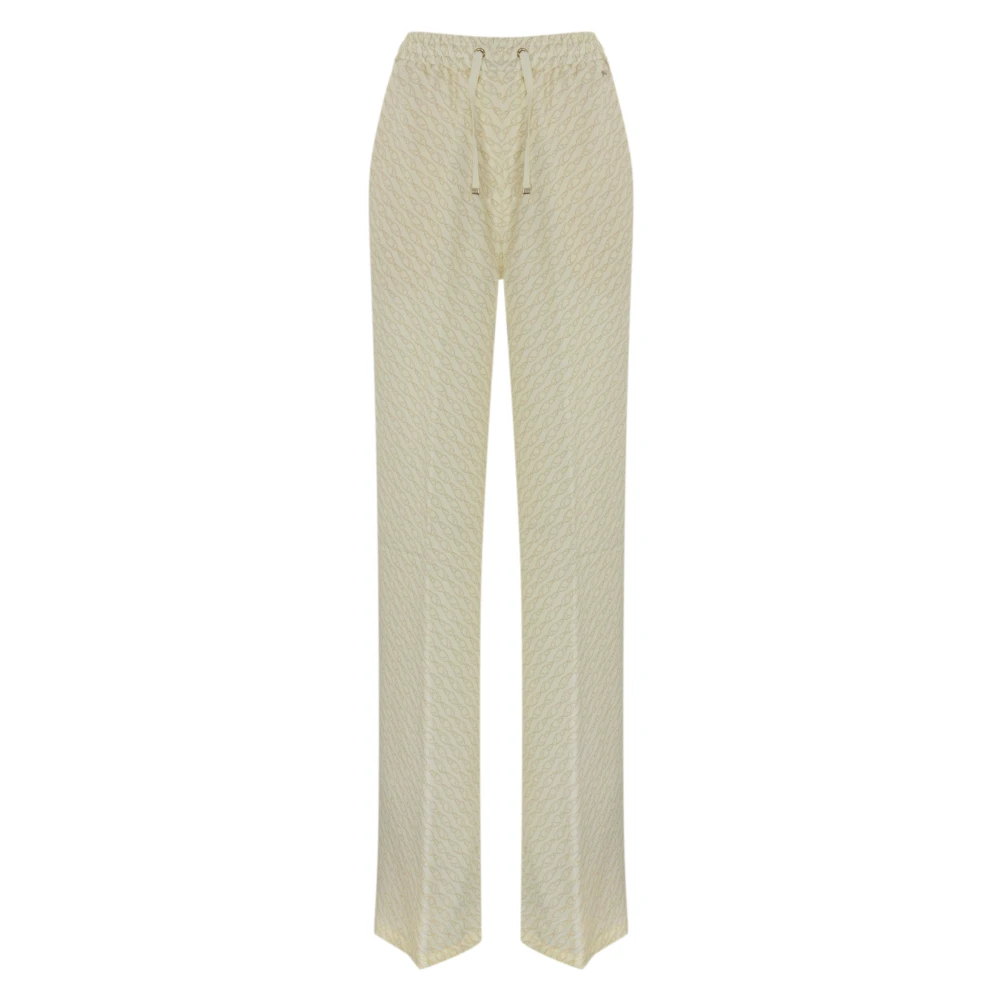 Herno Zijden Rechte Pijp Broek Room Beige Dames