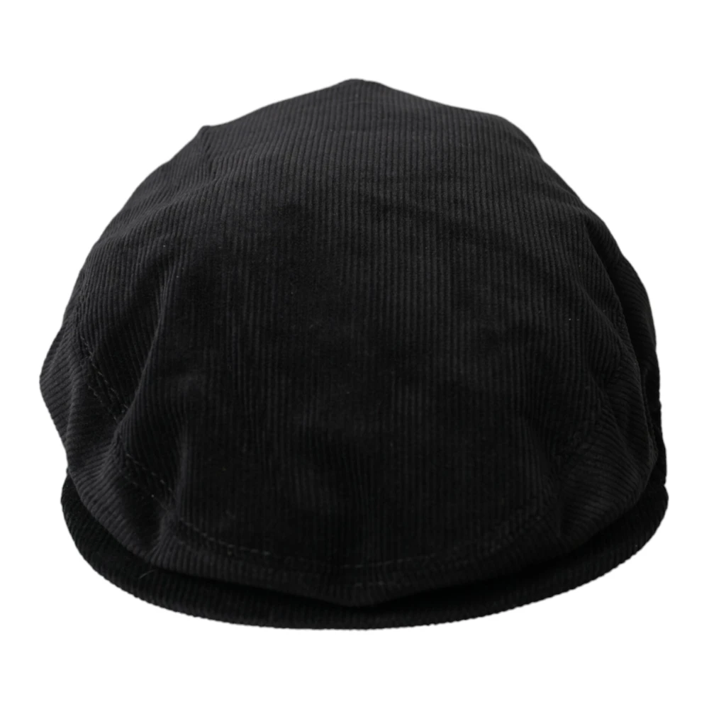 Dolce & Gabbana Zwarte Corduroy Newsboy Cap Black Heren